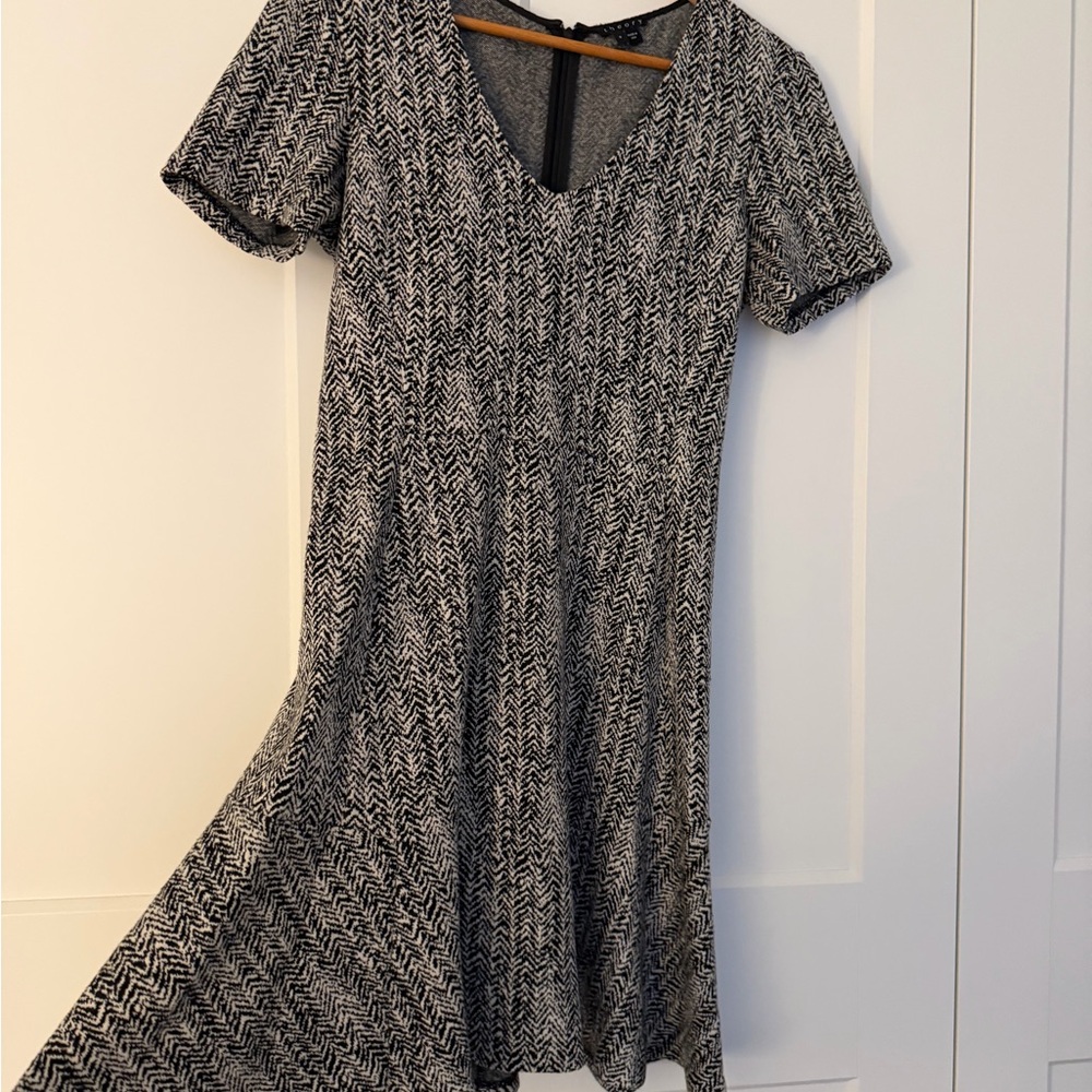 Theory Black and White A-Line Dress
